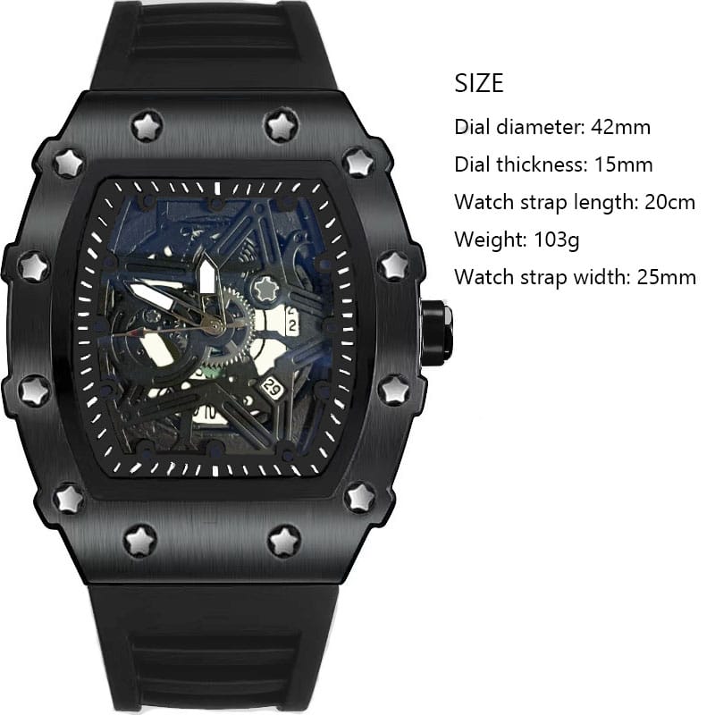 Men Watches Light Luxury Brand Domineering Beauty Trend Pentagram Luminous Wine Barrel Shaped Male Fashion Quartz Clock Watch