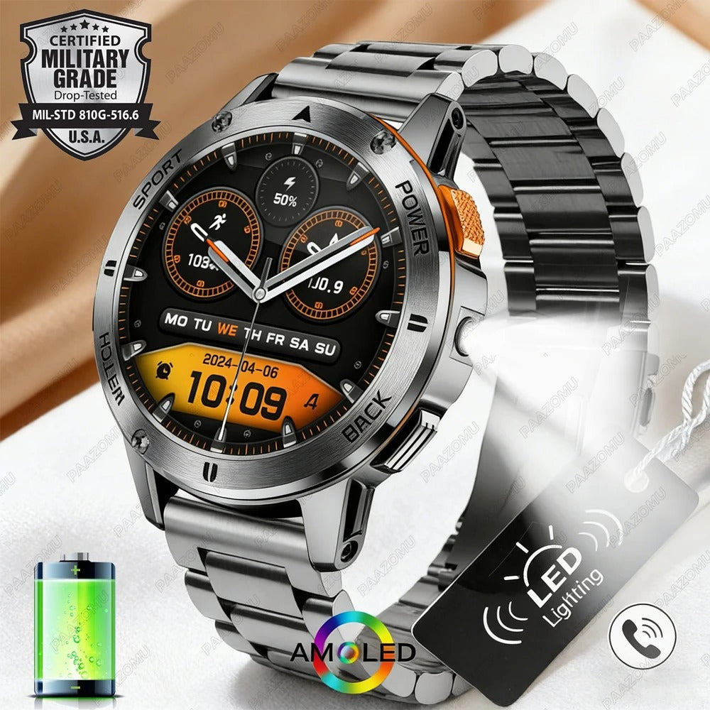 2026 Smart Watch 1.53 Inch Color Screen Sport LED Flashlight Heart Rate Waterproof Fitness Tracker Bluetooth Call Smartwatch Men