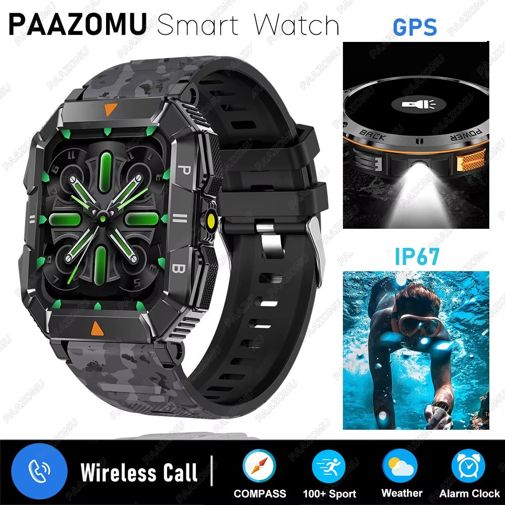 2026 Smart Watch 1.53 Inch Color Screen Sport LED Flashlight Heart Rate Waterproof Fitness Tracker Bluetooth Call Smartwatch Men