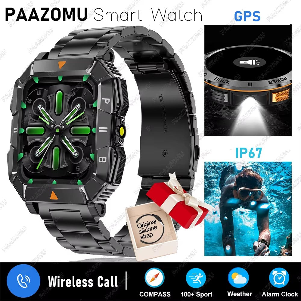2026 Smart Watch 1.53 Inch Color Screen Sport LED Flashlight Heart Rate Waterproof Fitness Tracker Bluetooth Call Smartwatch Men