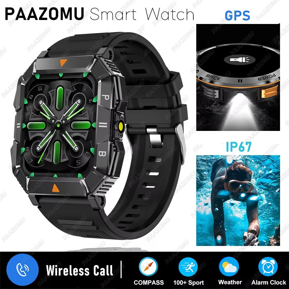 2026 Smart Watch 1.53 Inch Color Screen Sport LED Flashlight Heart Rate Waterproof Fitness Tracker Bluetooth Call Smartwatch Men